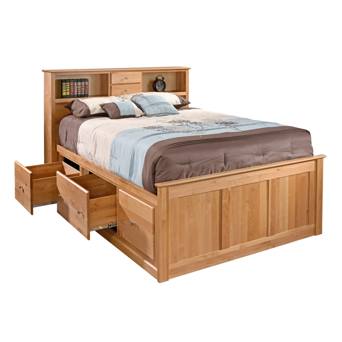 Bookcase Chest Bed, High, drawers open