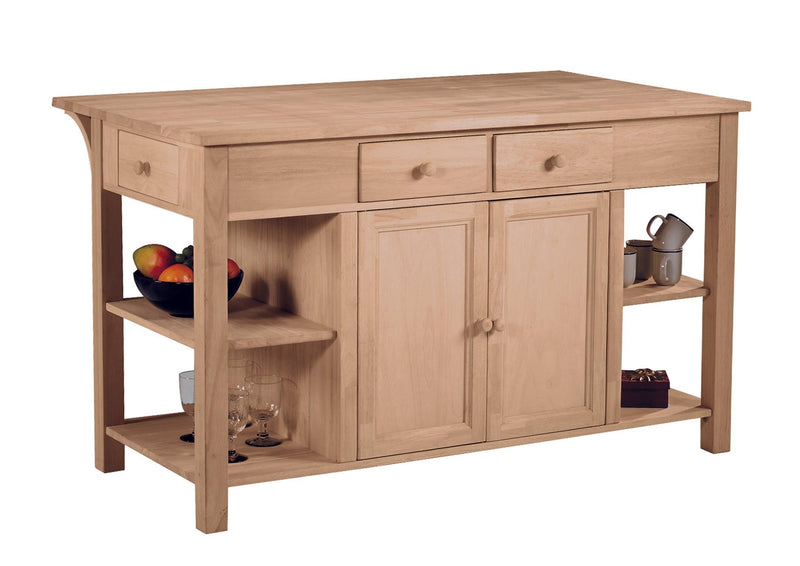 Super Kitchen Center w/ Breakfast Bar - Barewood