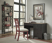 Petite Shaker Desk with a custom two-tone finish beside the X-Sided Backless Bookcase - Barewood