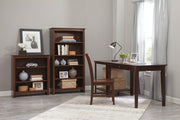 Shaker bookcases in Espresso with the 48" Writing Desk and Corner Extension - Barewood