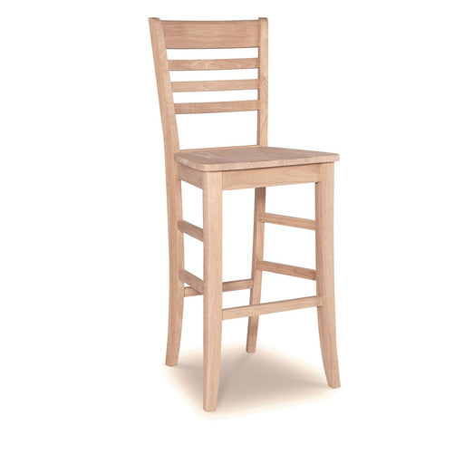Roma Bar Stool, unfinished, with a wood seat - Barewood