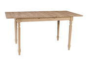 48 inch to 60 inch turned leg extension table with butterfly leaf, unfinished - Barewood