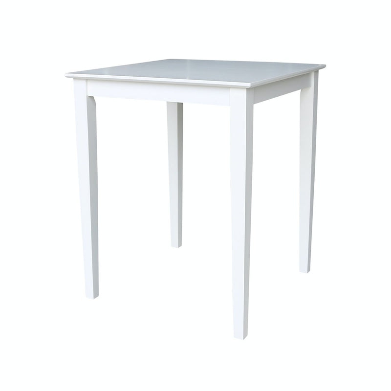 30 inch Square Shaker Leg Counter Height Table in White - Barewood