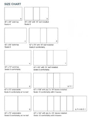 Amish Essentials dining table size chart