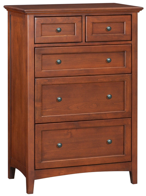 McKenzie 5-Drawer Tall Chest in Glazed Antique Cherry - Barewood