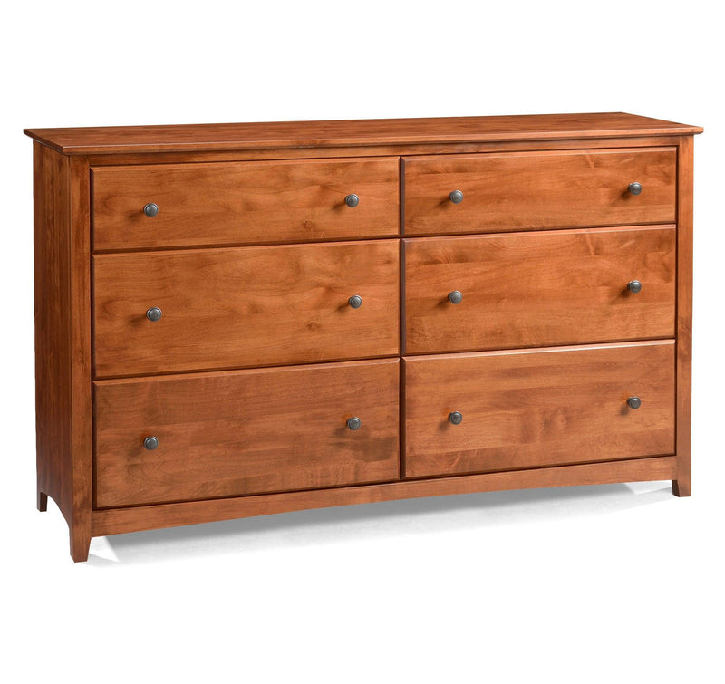Shaker Six Drawer Dresser/ Four Tall - Barewood