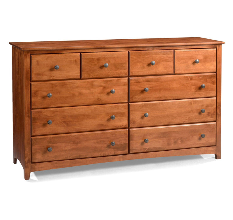 Shaker Ten Drawer Dresser - Barewood