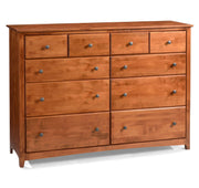 Shaker Ten Drawer Dresser - Barewood