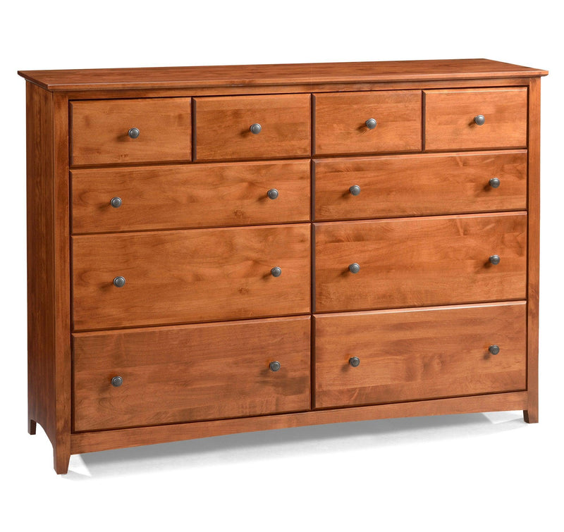 Shaker Ten Drawer Dresser - Barewood