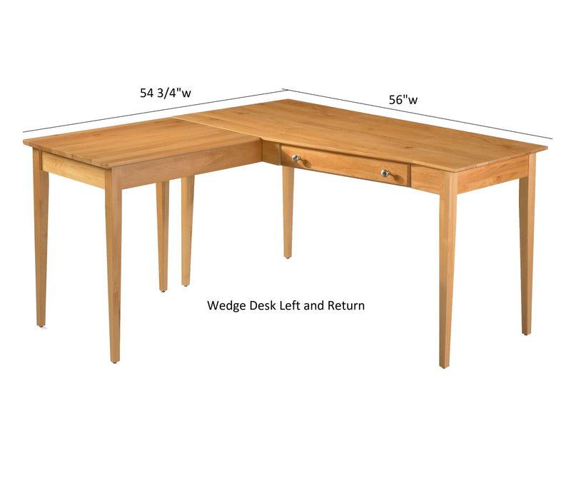 Alder Wedge Desk with Return - Barewood