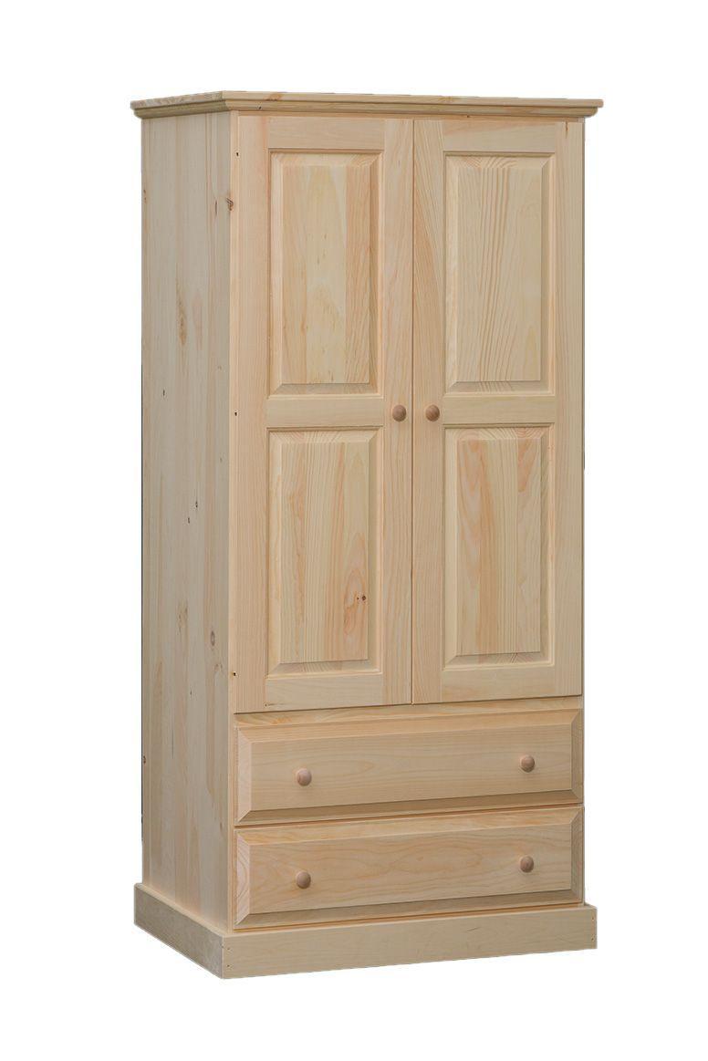 Knotty Pine 2 Door, 2 Drawer, Wardrobe - Barewood