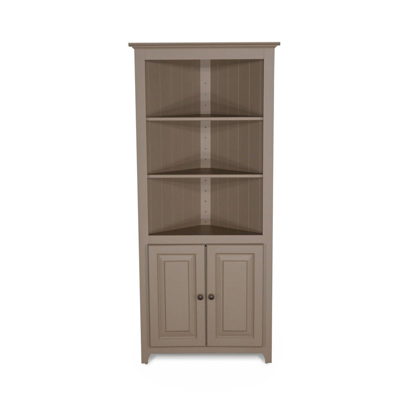 Radiata Pine Tall Corner Shelf w/ Bottom Doors - Barewood