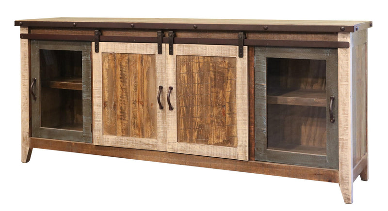 Multicolored Barn Door Entertainment Console - Barewood
