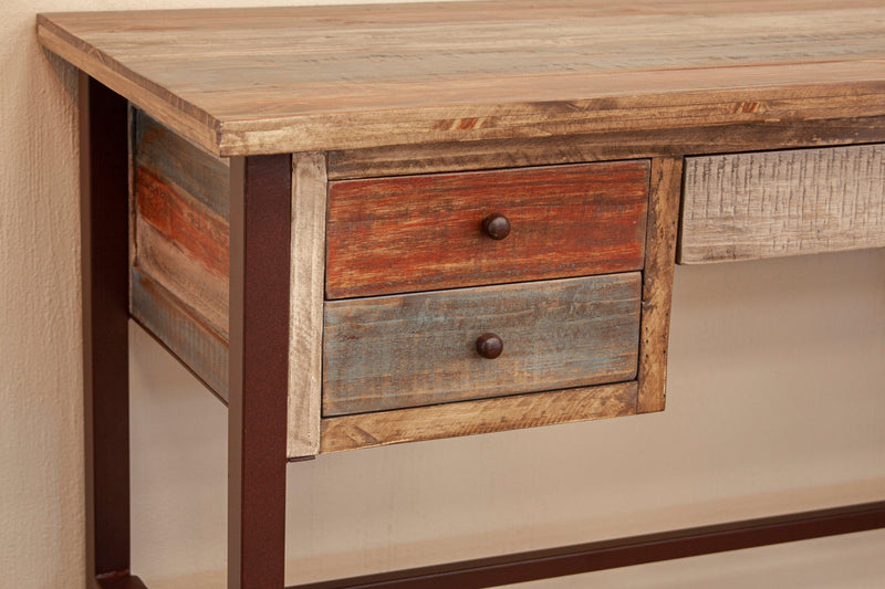 Multicolor Five Drawer Desk - Barewood