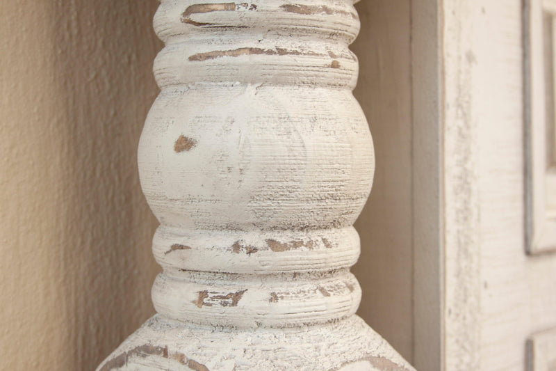 Stone Columned Bed - Barewood