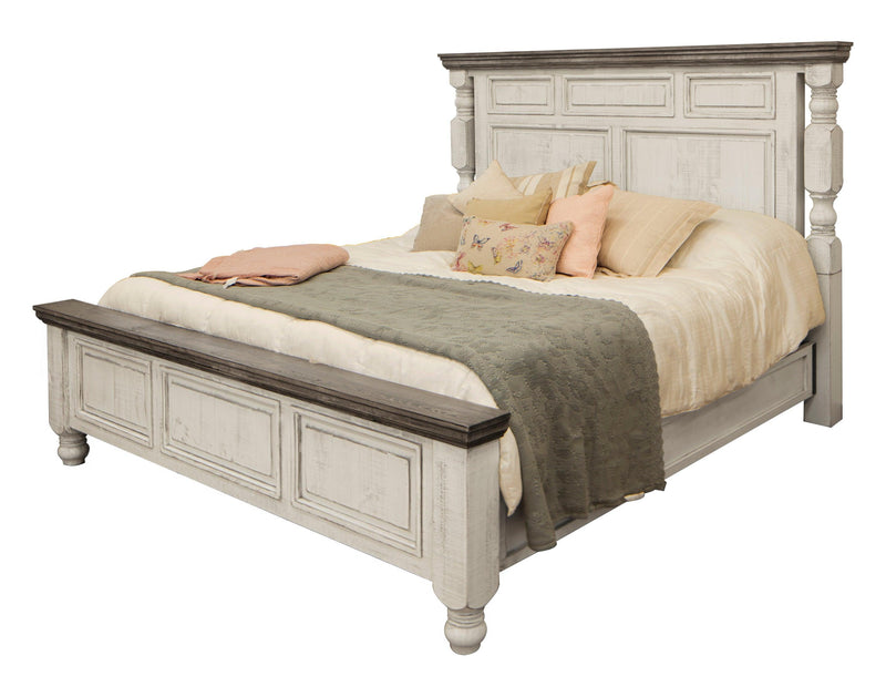 Stone Columned Bed - Barewood