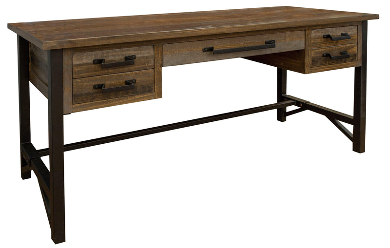 Loft Brown Five Drawer Desk - Barewood