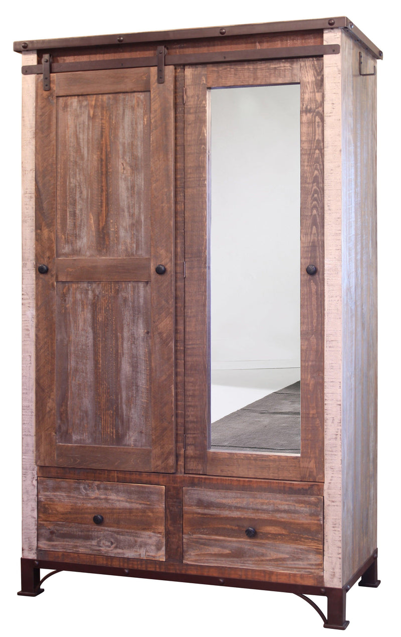 Antique One Barn Door Armoire - Barewood