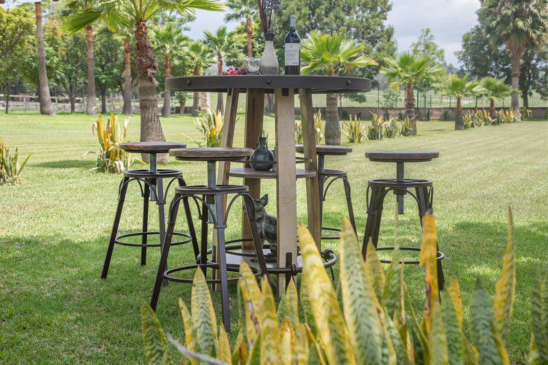 Antique Multicolor Bar Height Open Barrel Bistro Table - Barewood