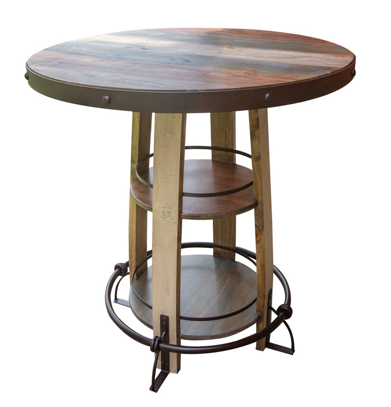 Antique Multicolor Bar Height Open Barrel Bistro Table - Barewood
