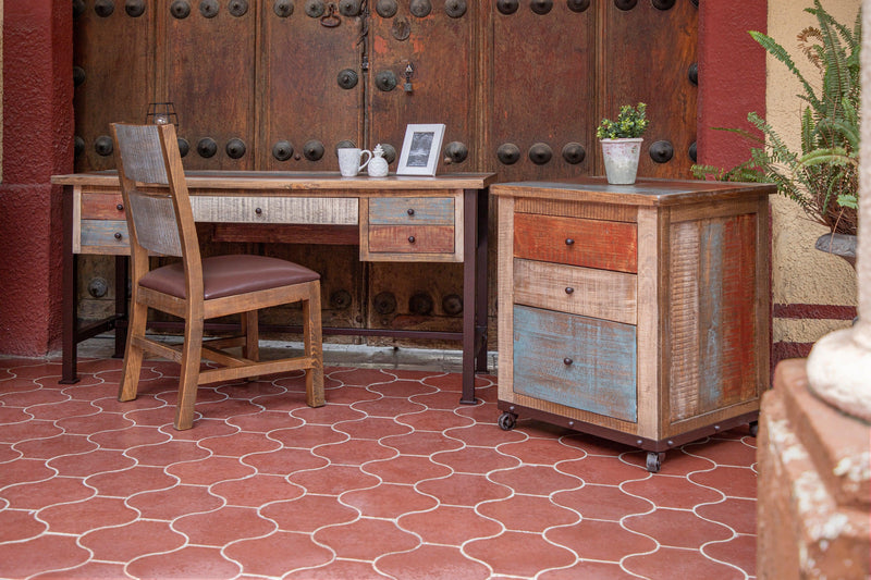 Multicolor Five Drawer Desk - Barewood