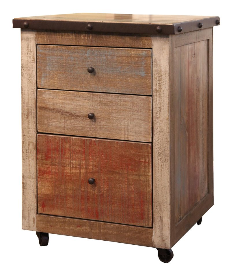 Multicolor Three Drawer File Cabinet - Barewood