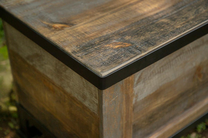 Antique Gray Bedside Trunk - Barewood