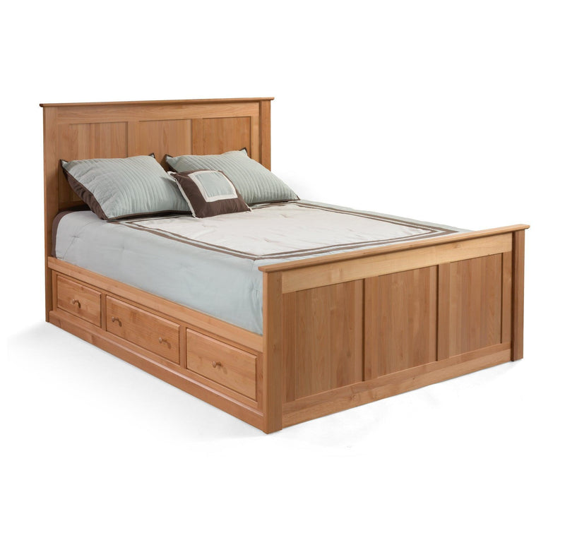 Full Raised Panel Low Storage Build-A-Bed - Barewood