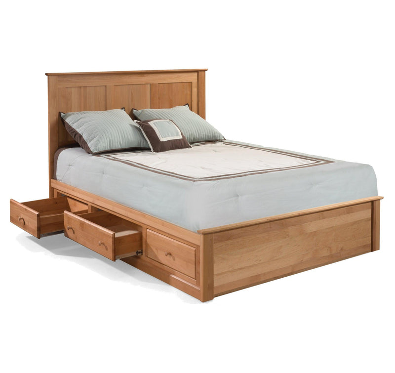 Queen Raised Panel Low Storage Build-A-Bed - Barewood
