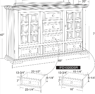 Terra Six Drawer, Two Door Dresser - Barewood