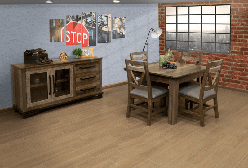 Loft Brown Small Square Dining Table - Barewood
