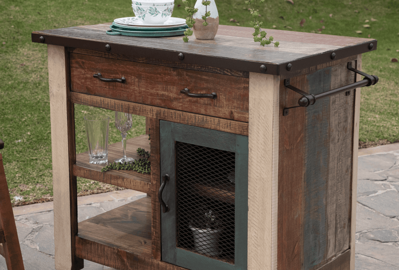 Antique Multicolor Kitchen Island - Barewood