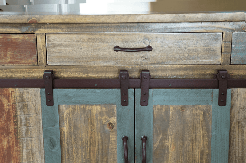 Antique Multicolor Large Kitchen Island - Barewood