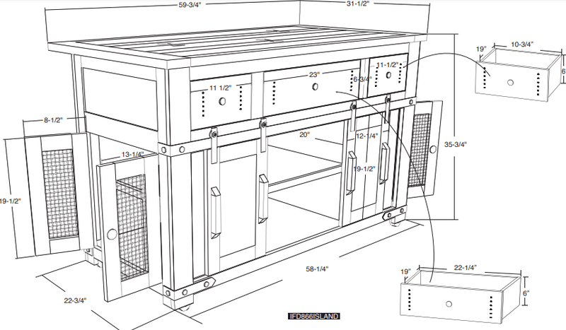 Parota Large Kitchen Island - Barewood