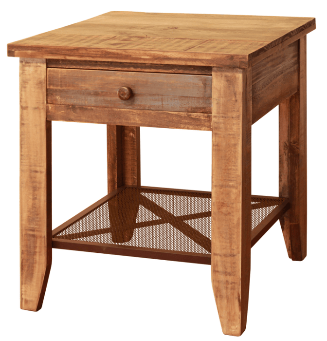 Antique Multicolor Mesh End Table - Barewood