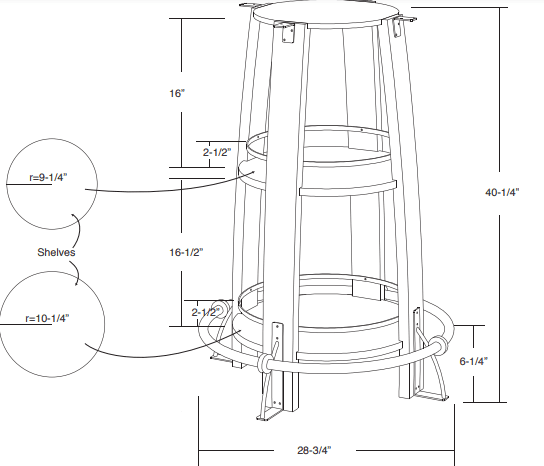 Antique Multicolor Bar Height Open Barrel Bistro Table - Barewood