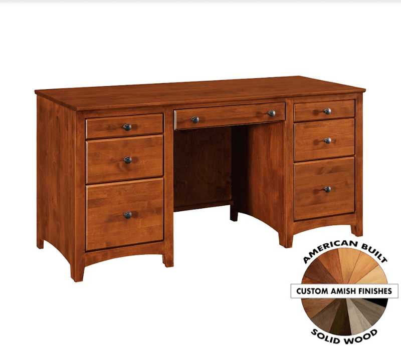 Double Pedestal Desk - Barewood