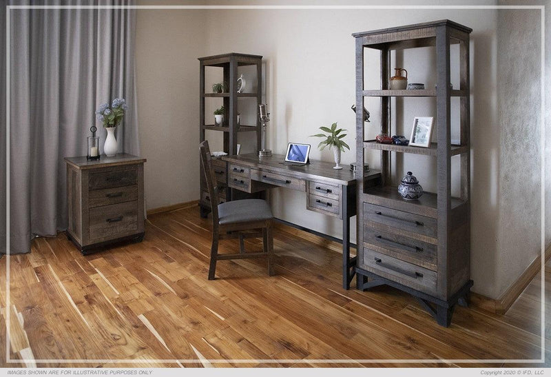 Loft Brown Five Drawer Desk - Barewood