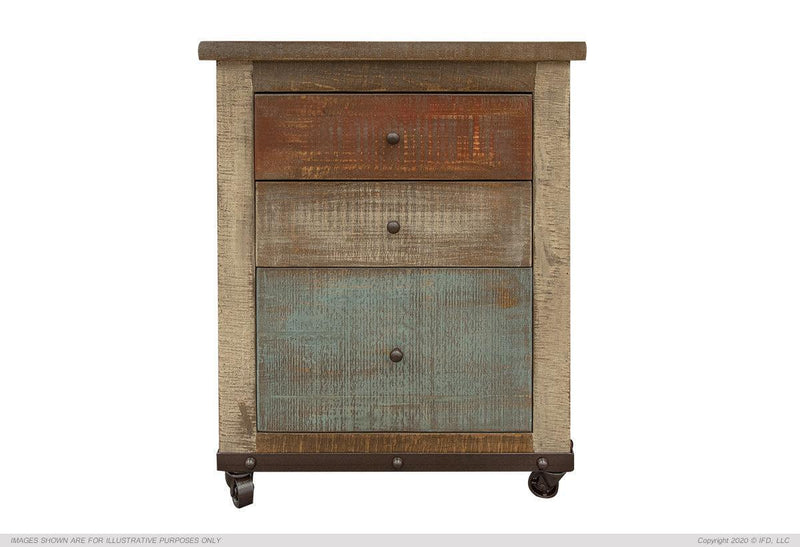 Multicolor Three Drawer File Cabinet - Barewood