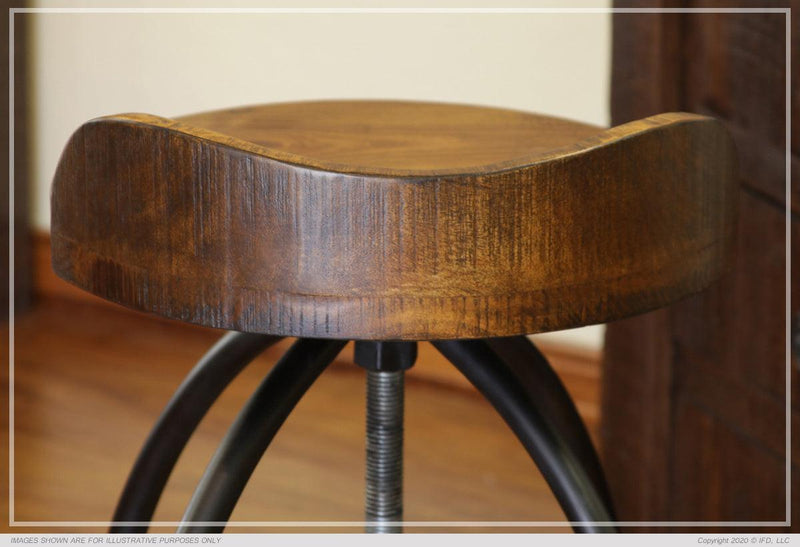 Pueblo Adjustable Height Stool - Barewood