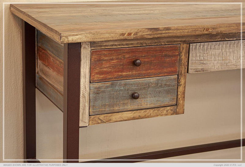 Multicolor Three Drawer Desk - Barewood